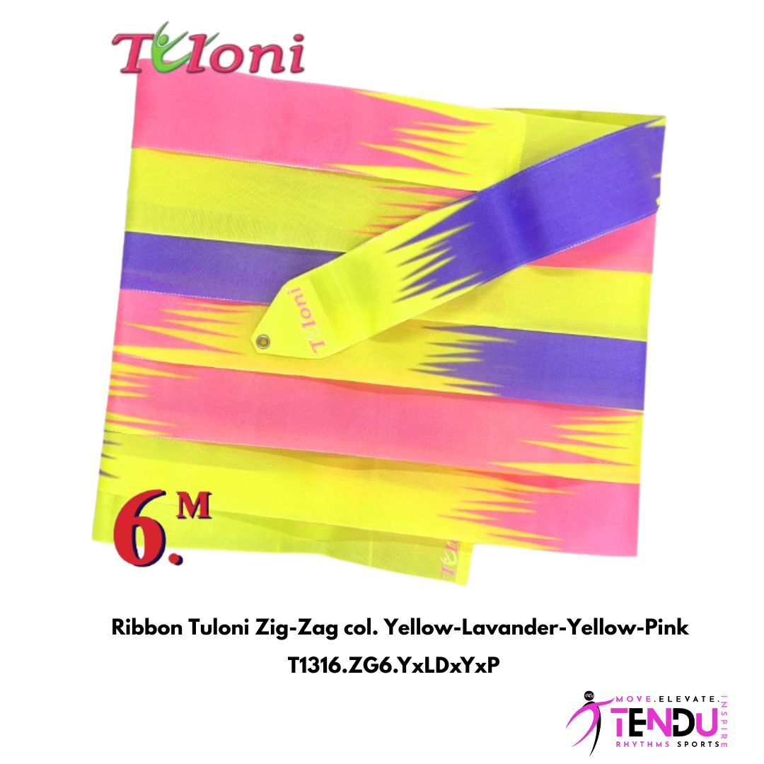 TULONI | Ribbon Tuloni 4m mod. Zig-Zag col. Yellow-Lavander-Yellow-Pink