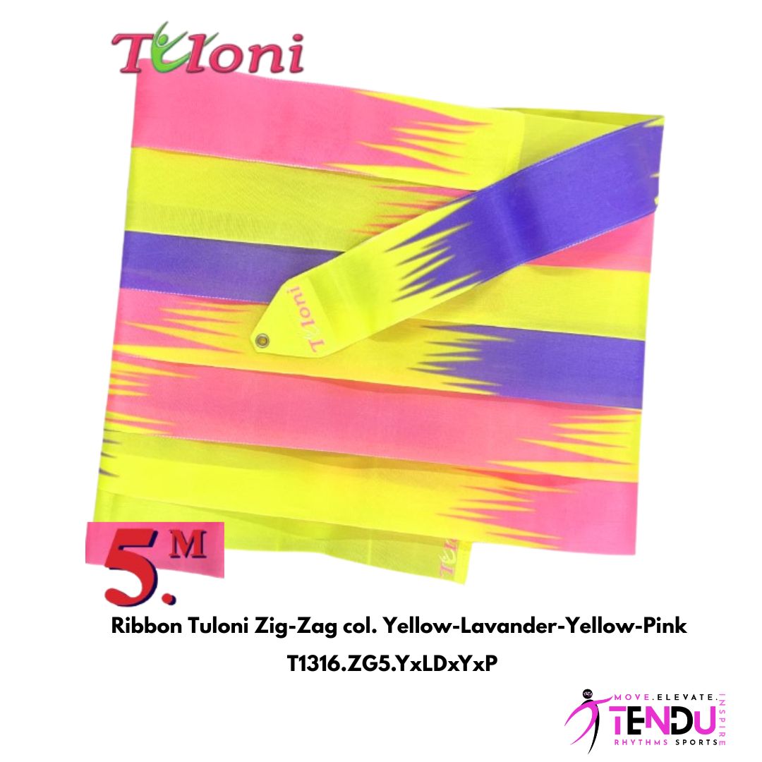 TULONI | Ribbon Tuloni 4m mod. Zig-Zag col. Yellow-Lavander-Yellow-Pink