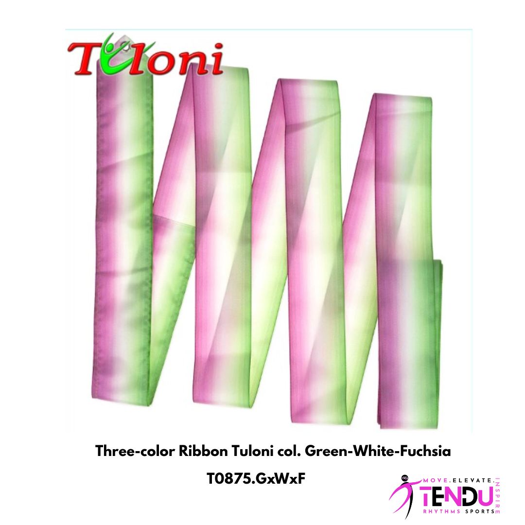 TULONI | Three-color Ribbon Tuloni col. Green-White-Fuchsia