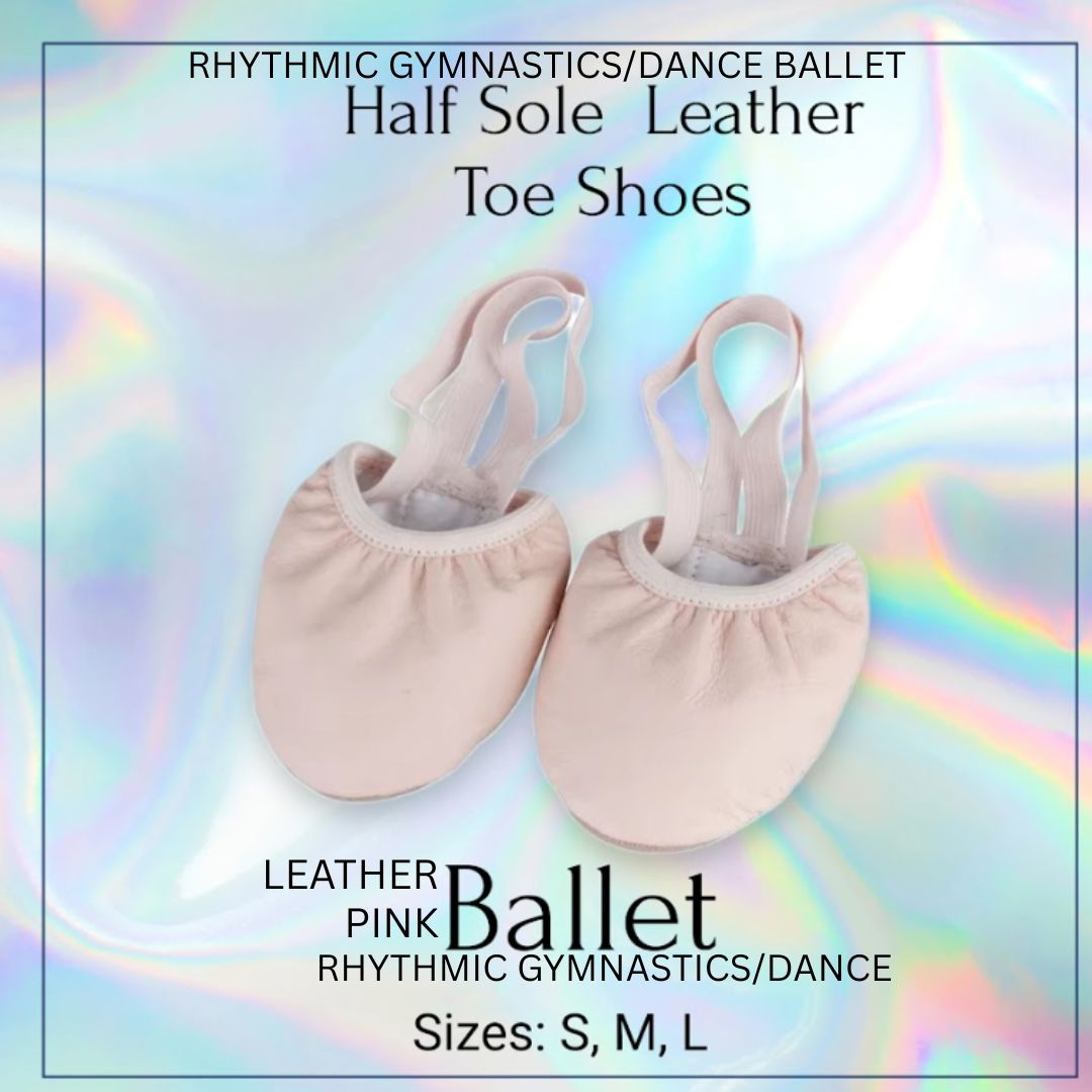 HALF SOLE LEATHER BALLET & DANCE TOE SHOES -PINK