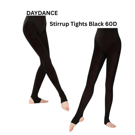 DAYDANCE | High Elasticity 60D Seamless Dance/Ballet Stirrup Tights col. Black