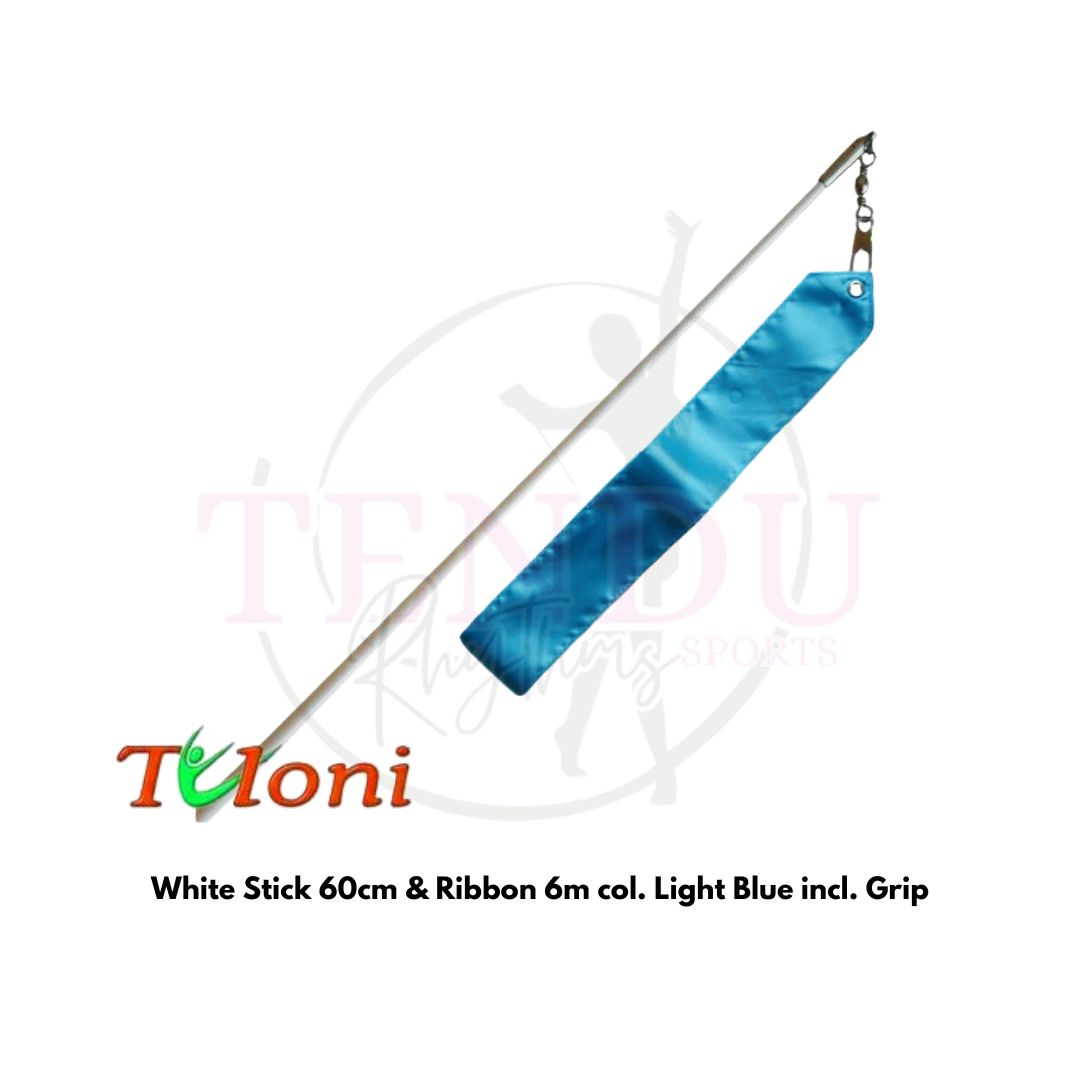 TULONI | White Stick 60cm & Ribbon 5m col. Light Blue incl. Grip