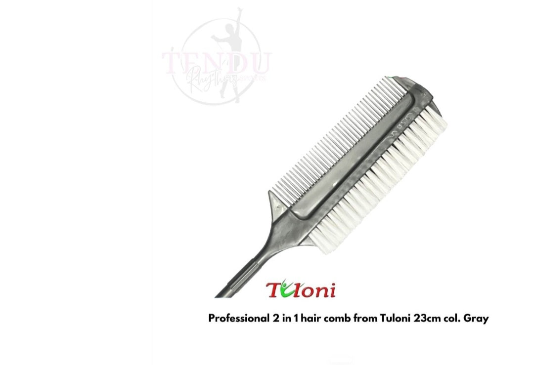 TULONI | Professional 2 in 1 hair comb 23cm col.Black/Gray
