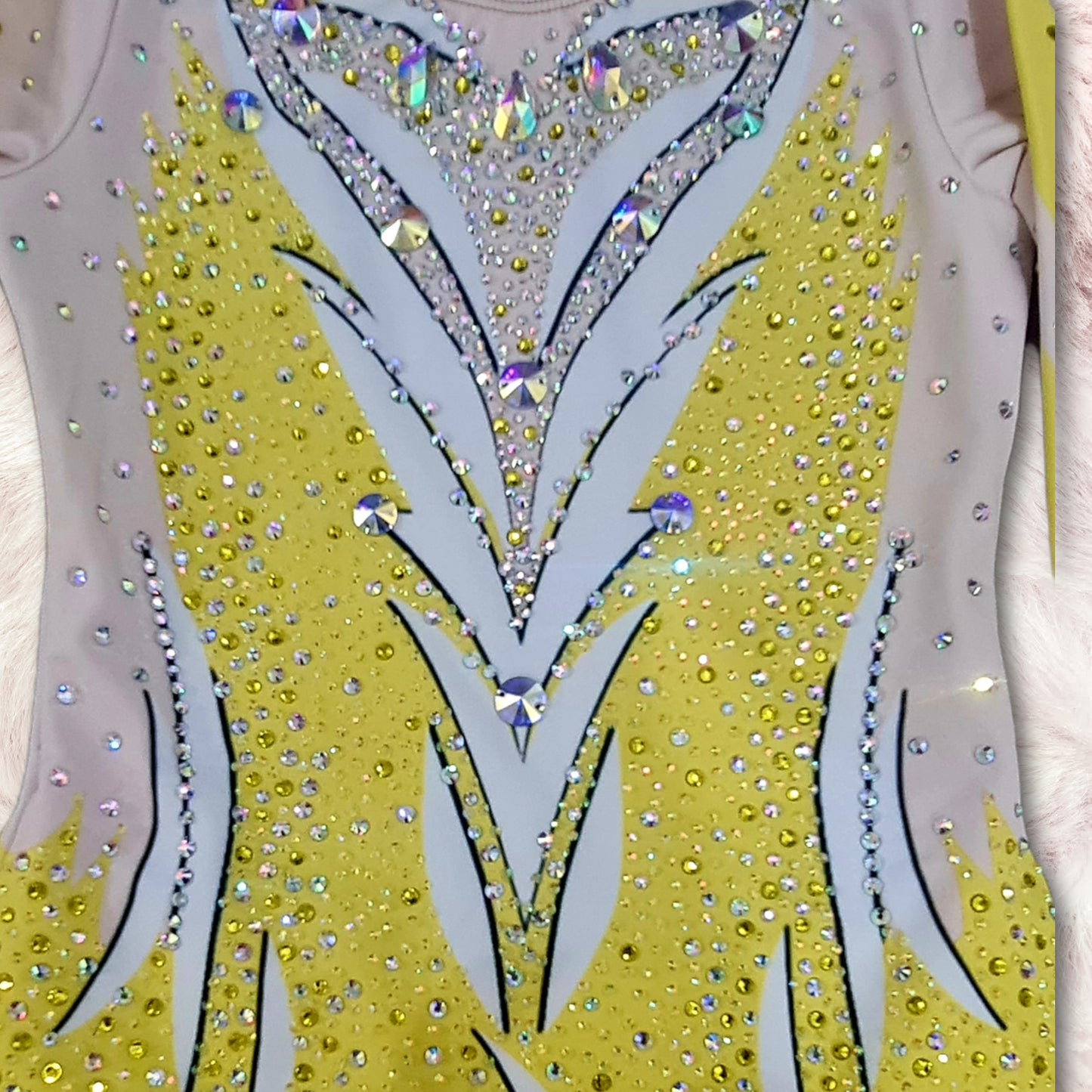 Sparkling Yellow Rhythmic Gymnastics Leotard with Matching Crown