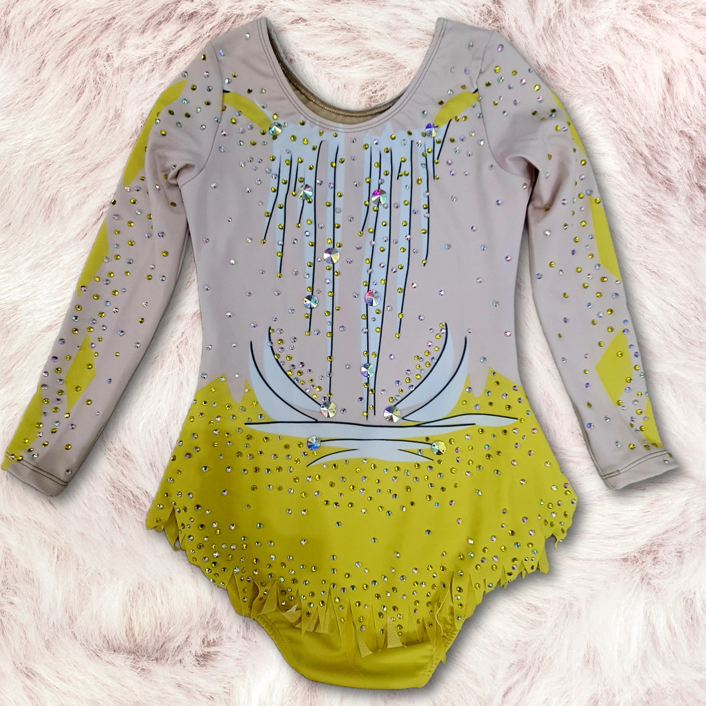 Sparkling Yellow Rhythmic Gymnastics Leotard with Matching Crown
