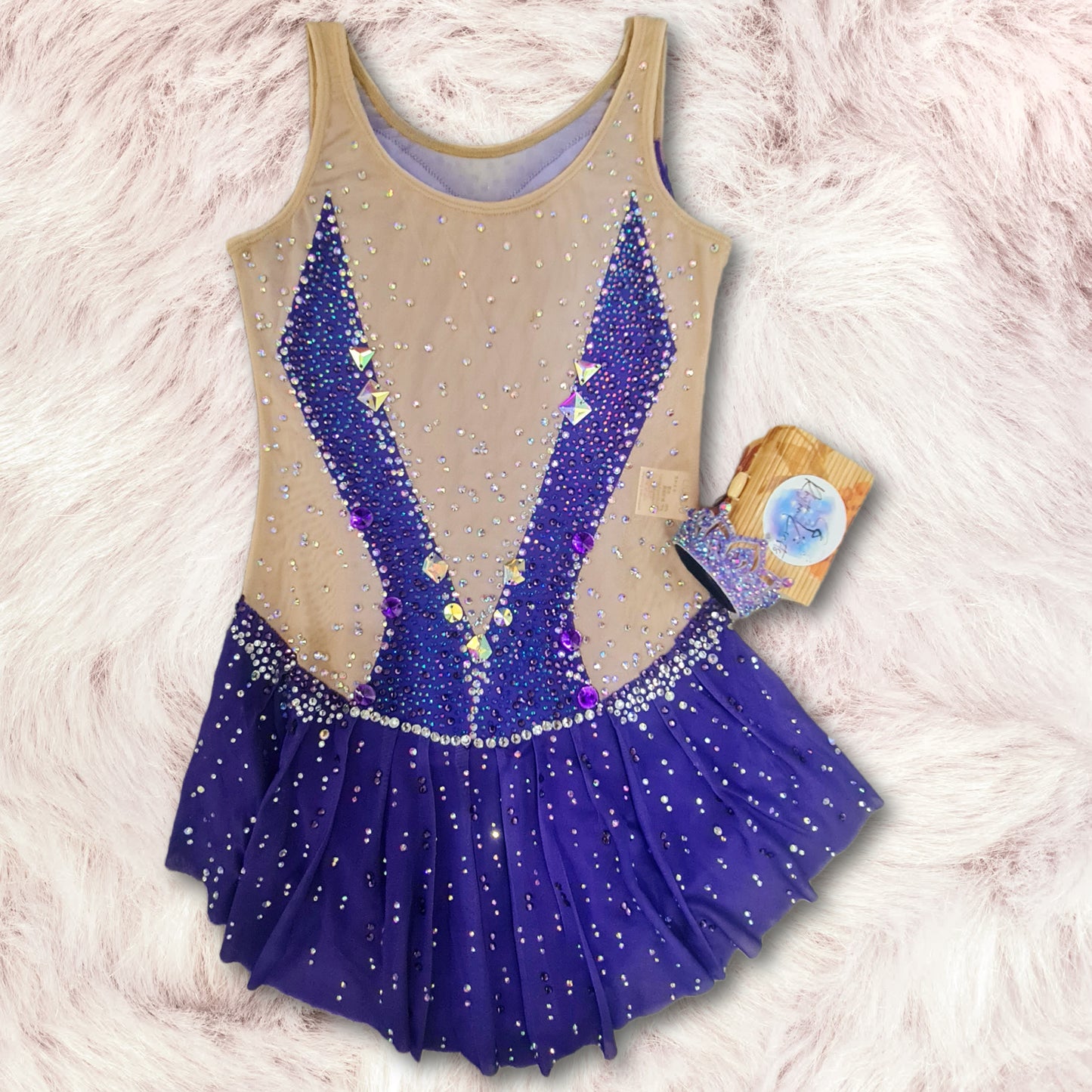 Royal Amethyst Rhythmic Gymnastics Leotard with Matching Tiara