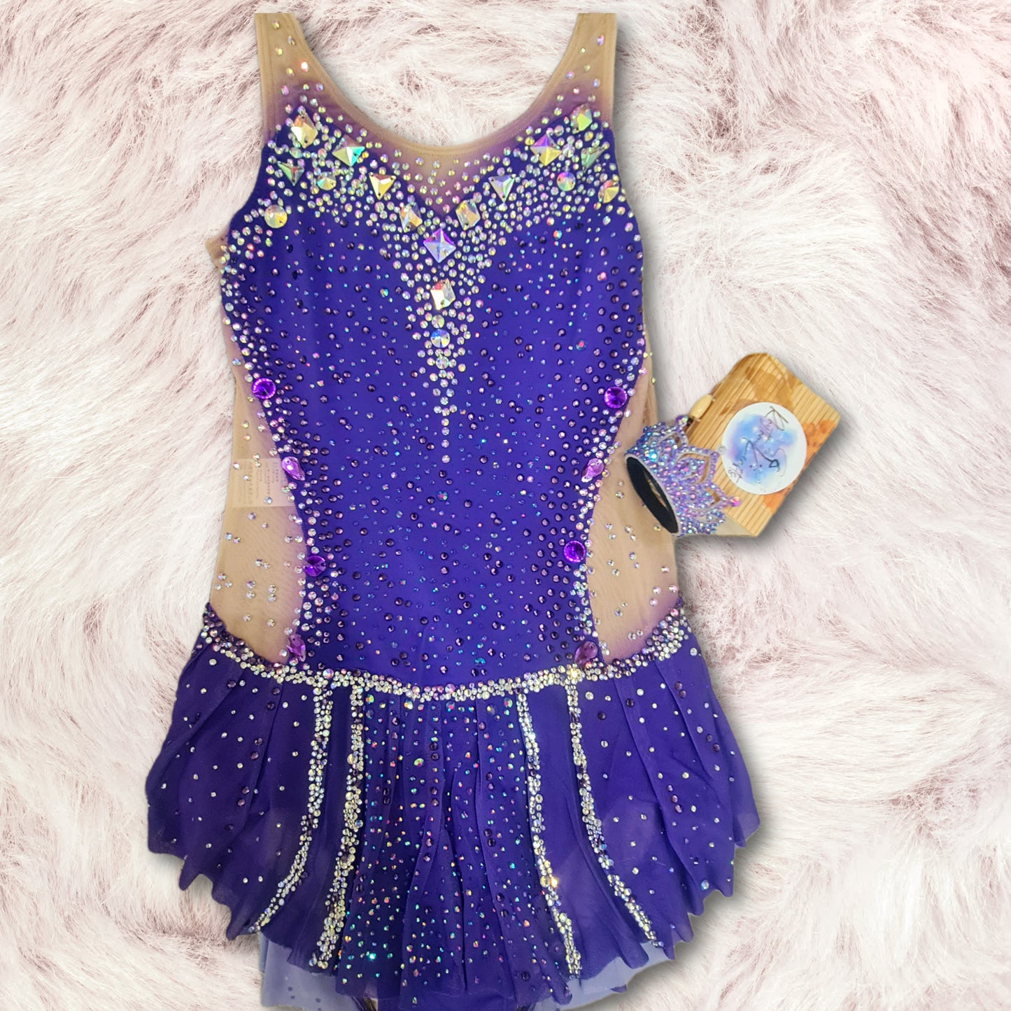 Royal Amethyst Rhythmic Gymnastics Leotard with Matching Tiara