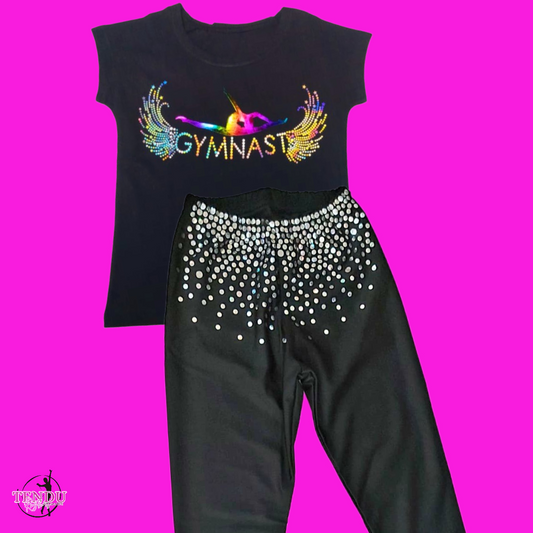 TOPSPORT |  Sparkle Gymnast Tops/Leggings Set