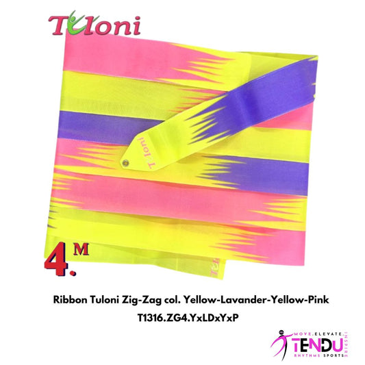 TULONI |  Ribbon Tuloni 4m mod. Zig-Zag col. Yellow-Lavander-Yellow-Pink