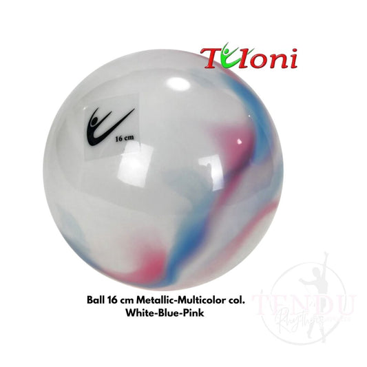 TULONI | Ball 16 cm Metallic-Multicolor col. White-Blue-Pink (BA-T16M-WBP)