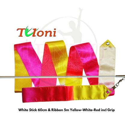 TULONI |   White Stick 60cm & Ribbon 5m Yellow-White-Red incl Grip  (RS-T5MW-YWR)