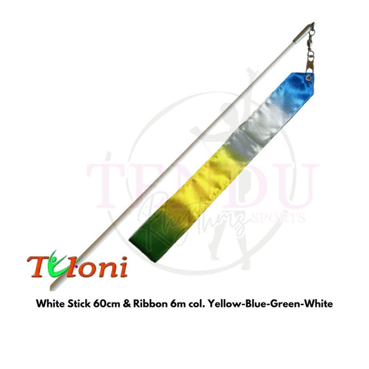 TULONI |  White Stick 60cm & Ribbon 6m col. Yellow-Blue-Green-White (RS-T6MW-YBGW )