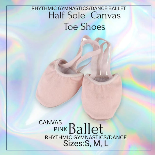 HALF SOLE CANVAS BALLET & DANCE TOE SHOES -PINK