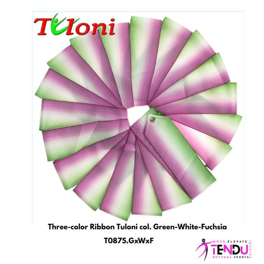 TULONI |  Three-color Ribbon Tuloni col. Green-White-Fuchsia