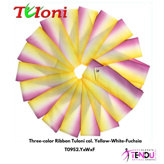 TULONI |   Three-color Ribbon Tuloni 5m col. Yellow-White-Fuchsia