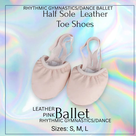HALF SOLE LEATHER BALLET & DANCE TOE SHOES -PINK