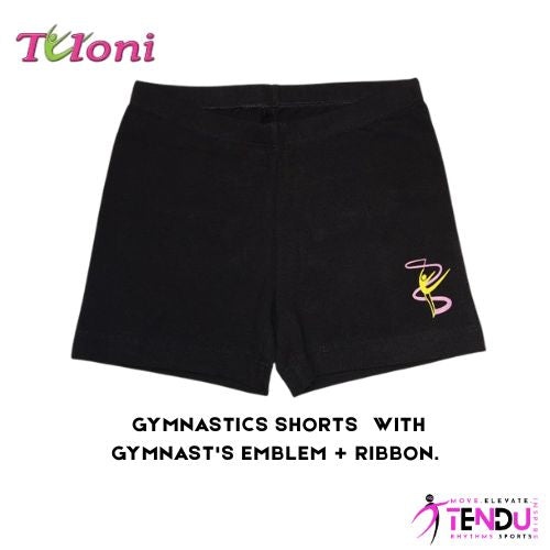 TULONI | Shorts  Black with Gymnast Emblem + Ribbon
