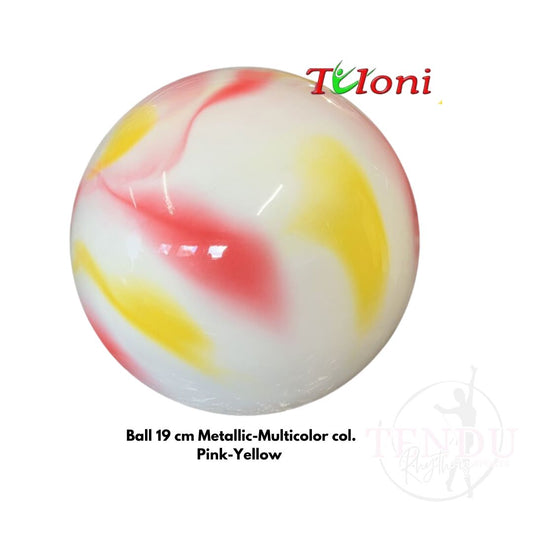 TULONI | Ball 18 cm Metallic-Multicolor col. White-Pink-Yellow (BA-T18M-MWPY)