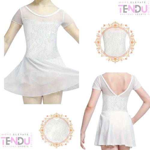 V-Back Design Ballet Leotard with Flowy Skirt