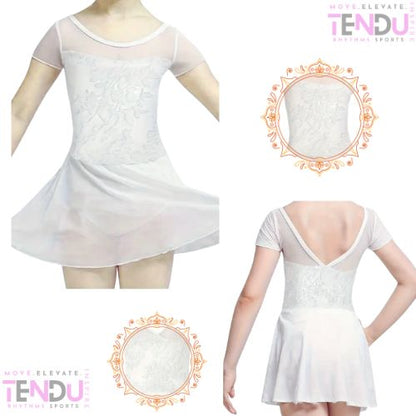 V-Back Design Ballet Leotard with Flowy Skirt
