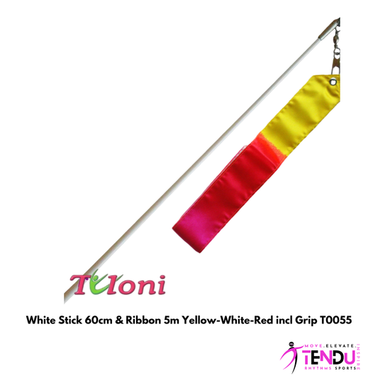 TULONI |   White Stick 60cm & Ribbon 5m Yellow-White-Red incl Grip