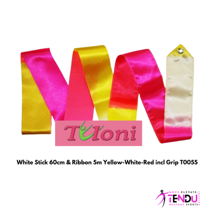 TULONI |   White Stick 60cm & Ribbon 5m Yellow-White-Red incl Grip