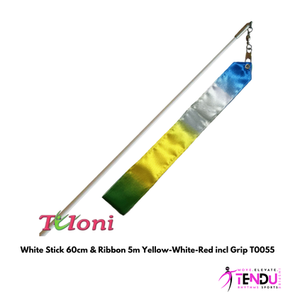 TULONI |  White Stick 60cm & Ribbon 5m col. Yellow-Blue-Green-White