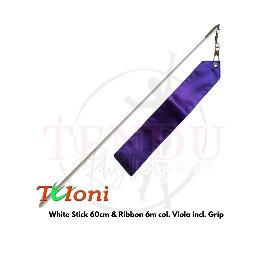 TULONI |  White Stick 60cm & Ribbon 6m col. Viola incl. Grip (RS-T6MW-V)