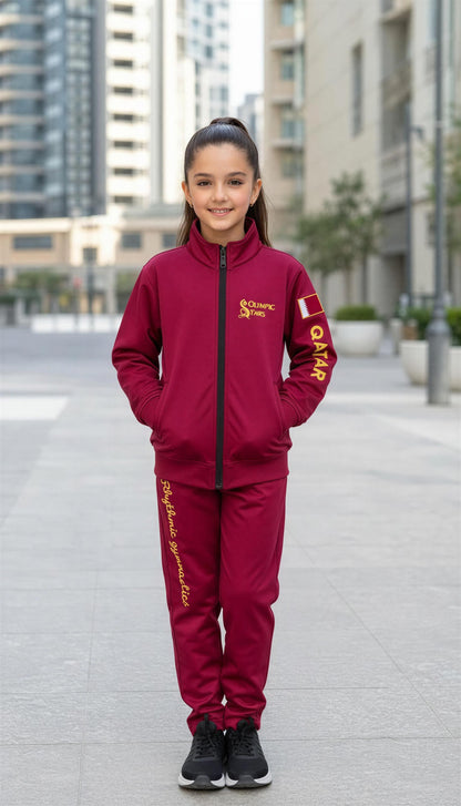TENDU |  Olympic Stars Tracksuits Set -Maroon Red