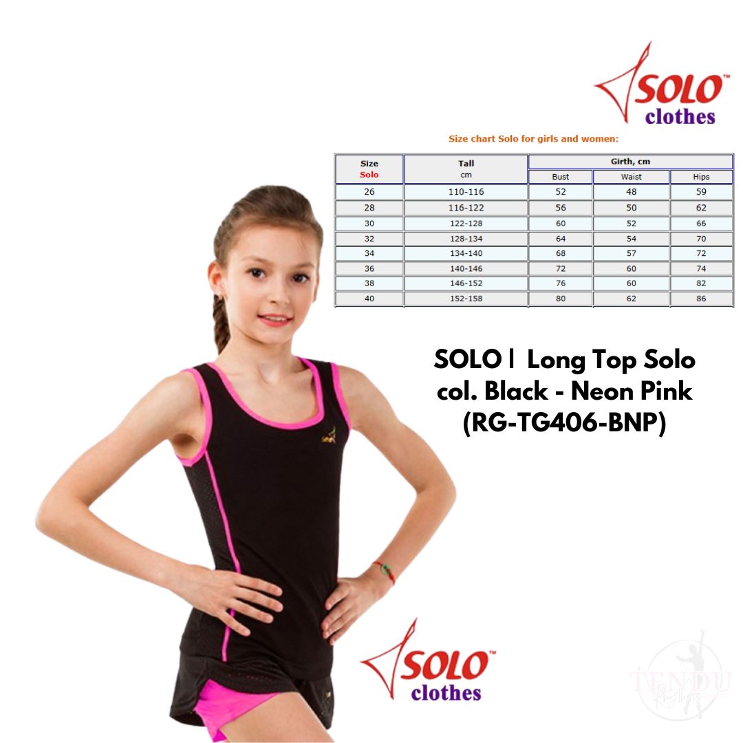 SOLO |  Long Top Solo col. Black - Neon Pink (RG-TG406-BNP)