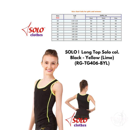 SOLO |  Long Top Solo col. Black - Yellow (Lime) (RG-TG406-BYL)