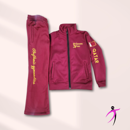 TENDU |  Olympic Stars Tracksuits Set -Maroon Red